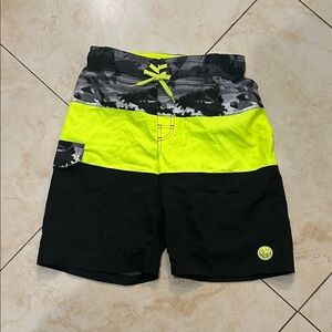 Neon Yellow and Black Swim Shorts